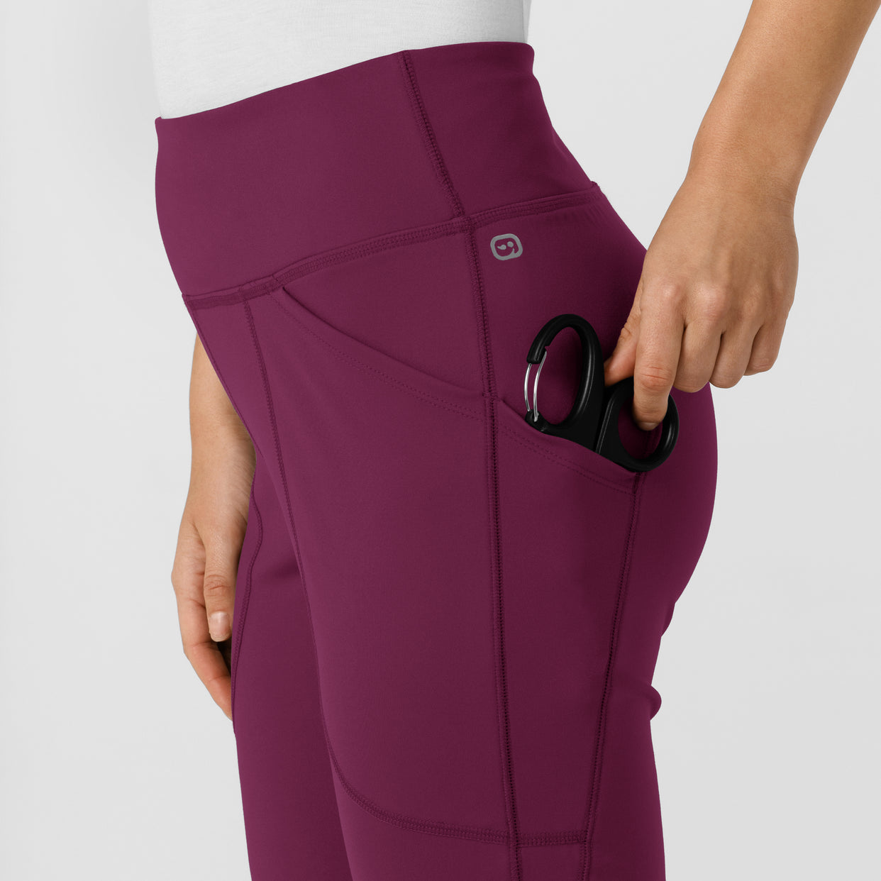 RENEW Knit Women's Yoga Scrub Pant Wine hemline detail