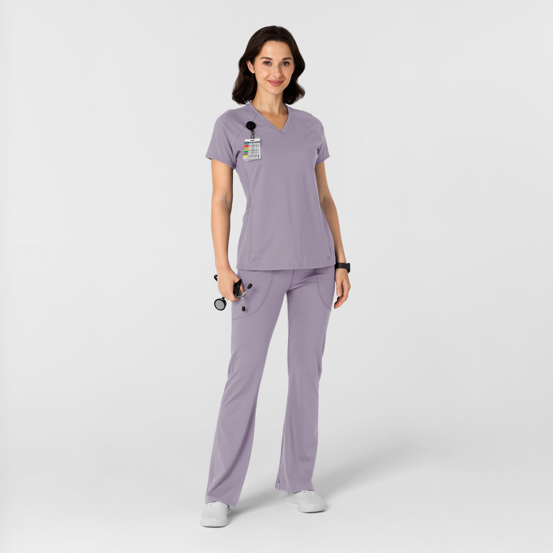 RENEW Knit Women's Flare Yoga Scrub Pant Wisteria full scrub set