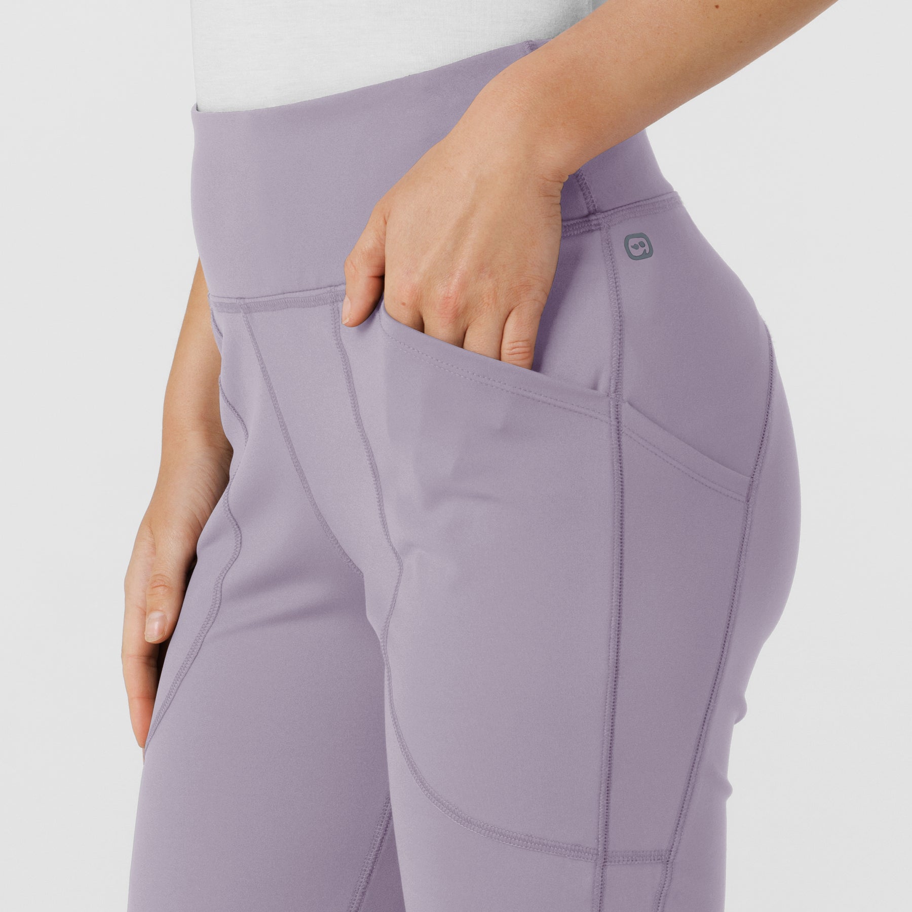 RENEW Knit Women's Flare Yoga Scrub Pant Wisteria side detail 2
