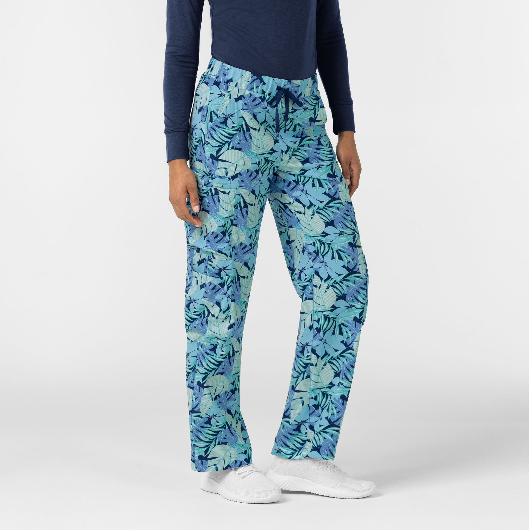 Women Printed Double Cargo Scrub Pant - Breezy Palms side
