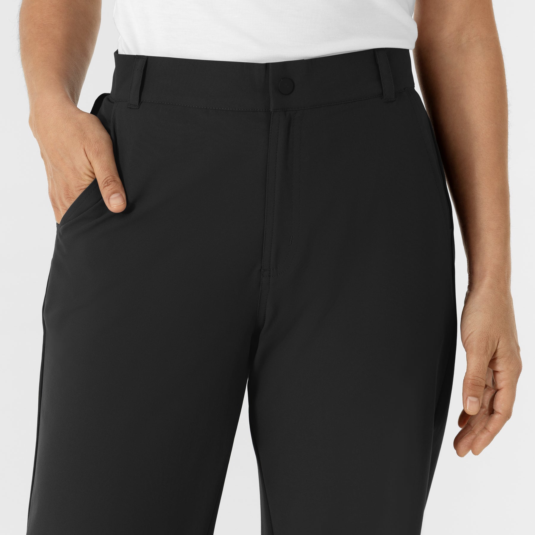 NURTUR Women’s Scrub Chino Pant - Black waistband with belt loops