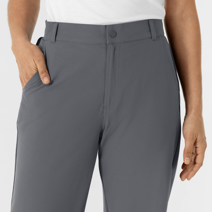 NURTUR Women’s Scrub Chino Pant - Pewter waistband with belt loops