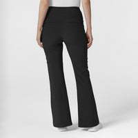 RENEW Women's Cargo Flare Leg Scrub Pant Black back view