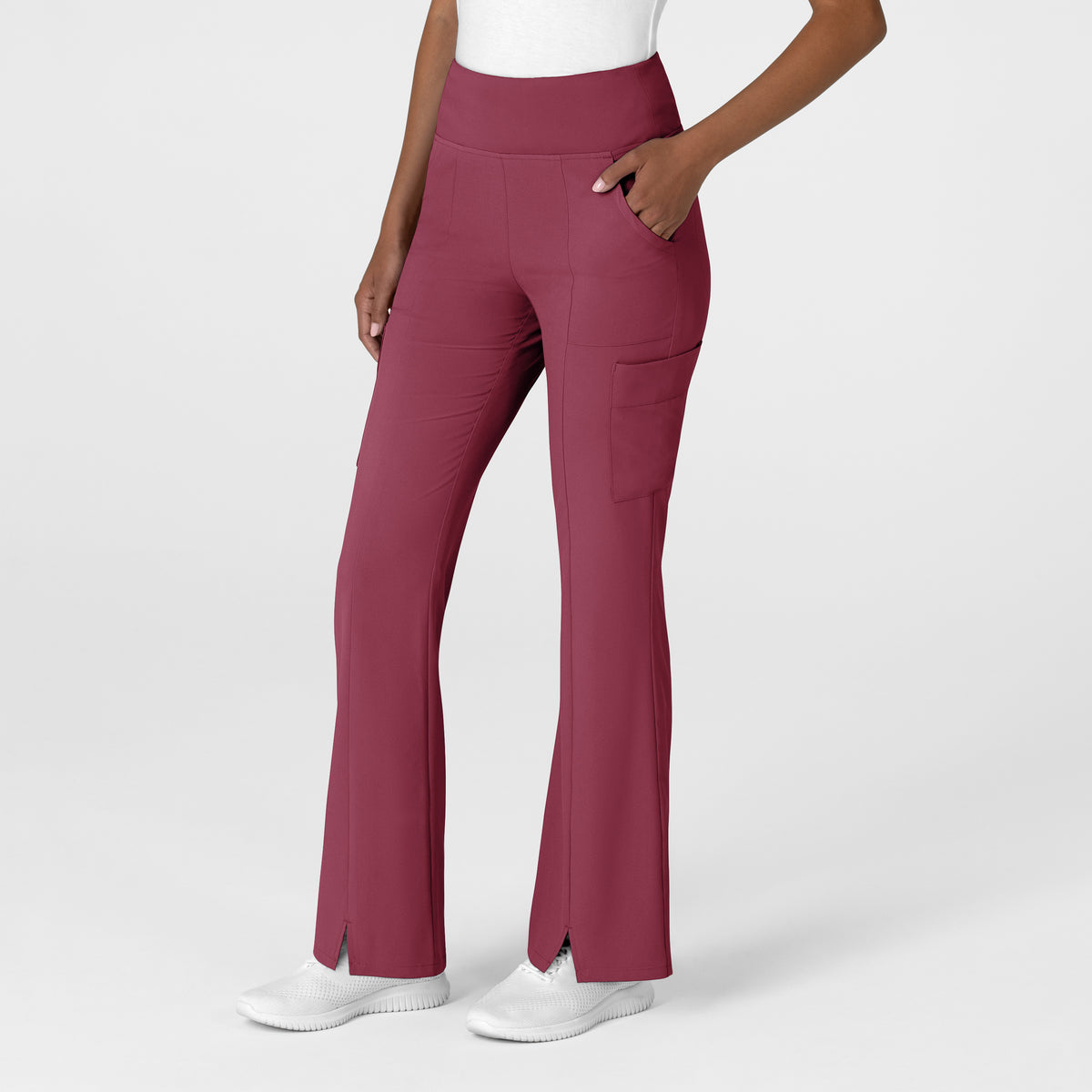 RENEW Women's Cargo Flare Scrub Pant Carnation side view