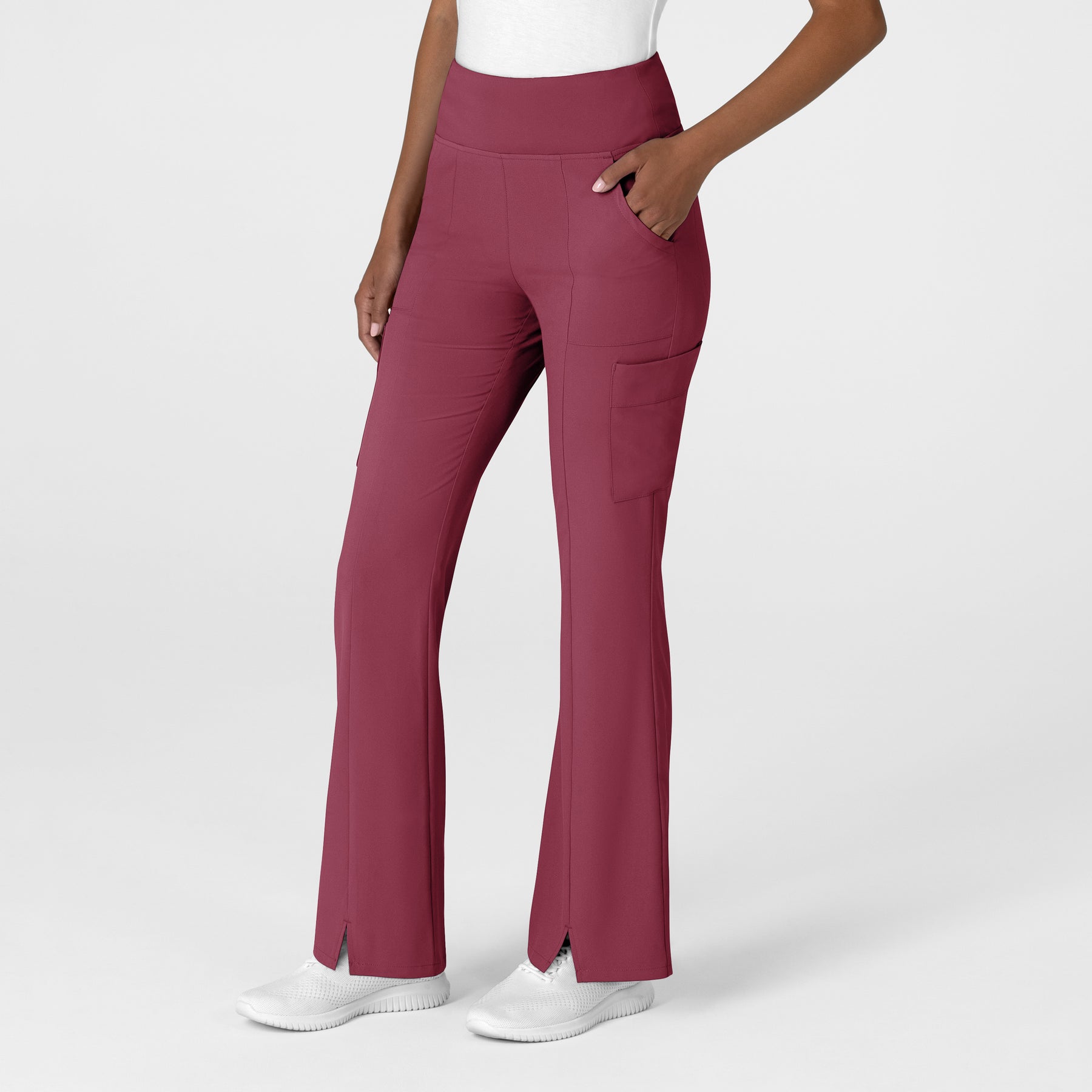 RENEW Women's Cargo Flare Scrub Pant Carnation side view
