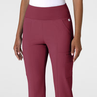 RENEW Women's Cargo Flare Scrub Pant Carnation front detail