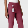 RENEW Women's Cargo Flare Scrub Pant Carnation side detail 1