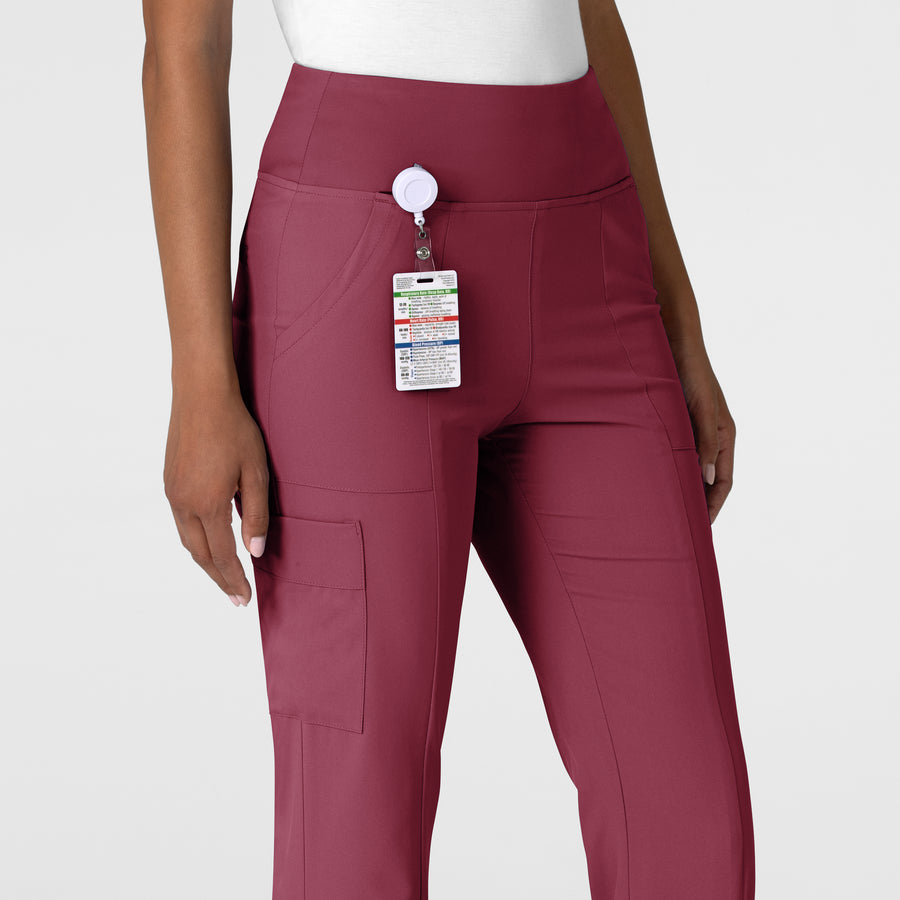 RENEW Women's Cargo Flare Scrub Pant Carnation side detail 1