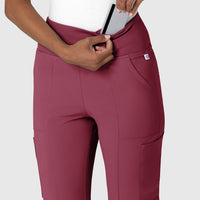 RENEW Women's Cargo Flare Scrub Pant Carnation side detail 2
