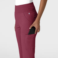 RENEW Women's Cargo Flare Scrub Pant Carnation hemline detail