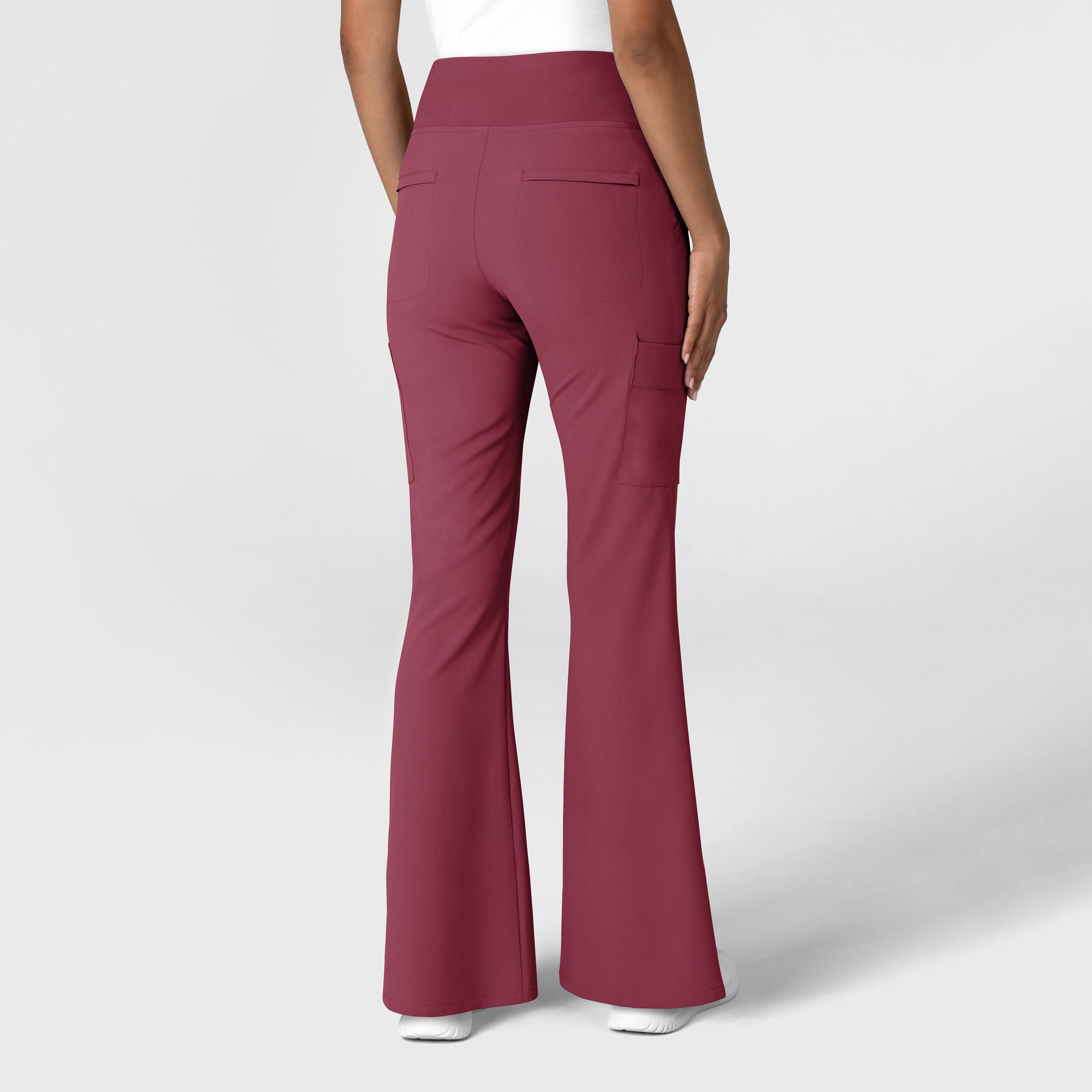 RENEW Women's Cargo Flare Scrub Pant Carnation back view