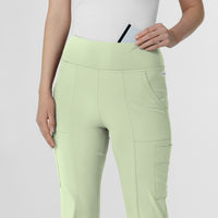 RENEW Women's Front Slit Flare Scrub Pant Fresh Mint side detail 1