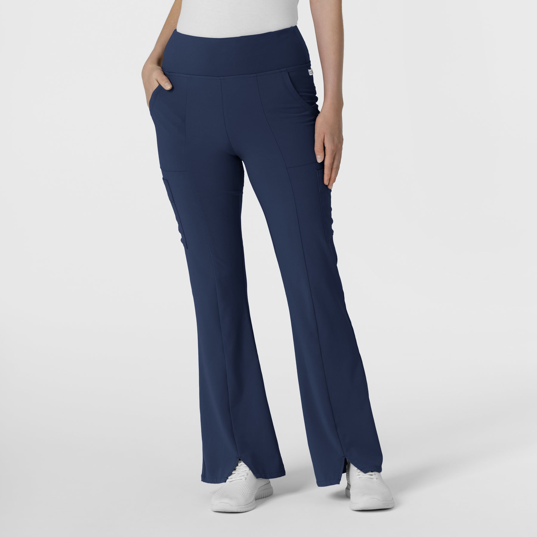 RENEW Women's Front Slit Flare Leg Scrub Pant Navy