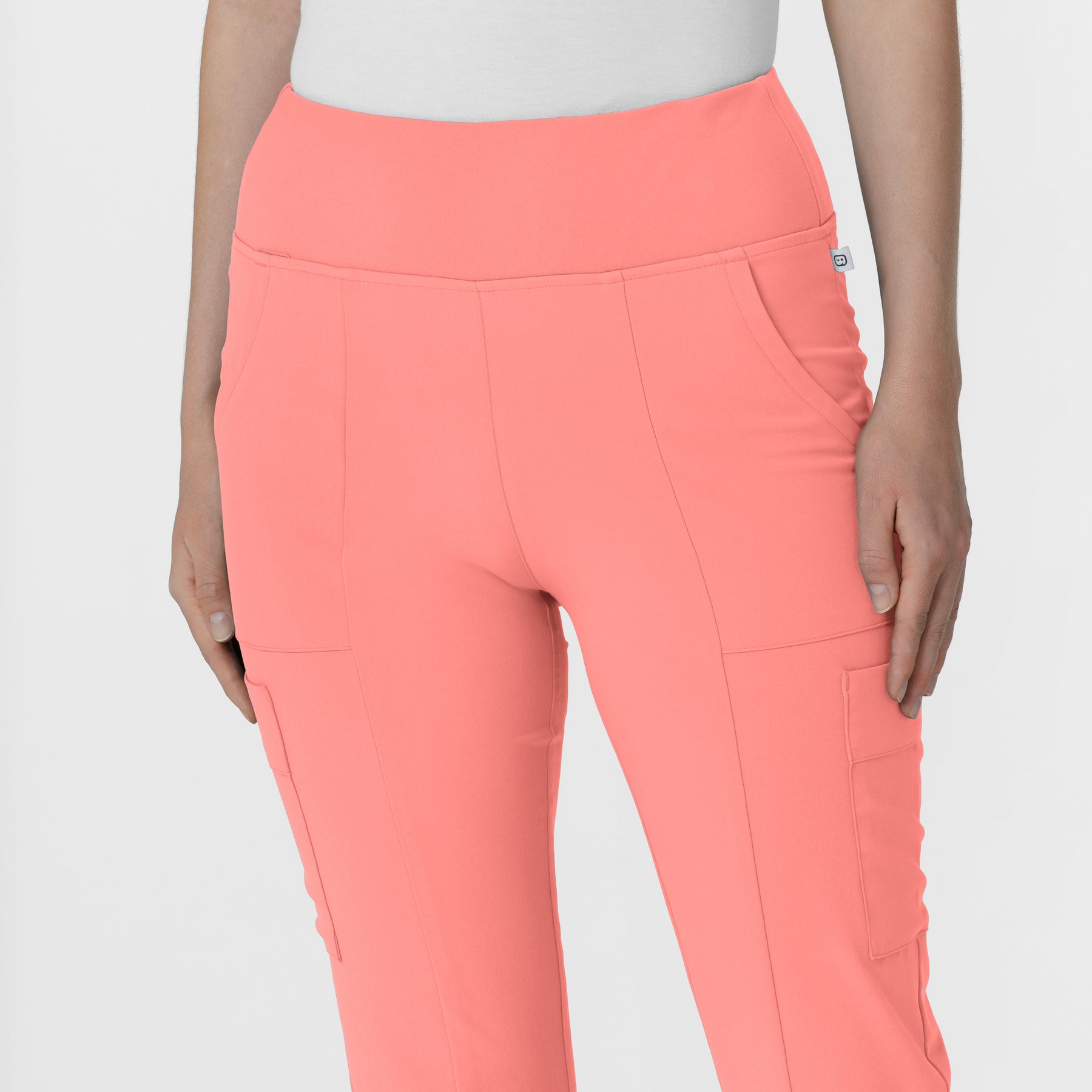 RENEW Women's Cargo Flare Scrub Pant Paradise Pink front detail