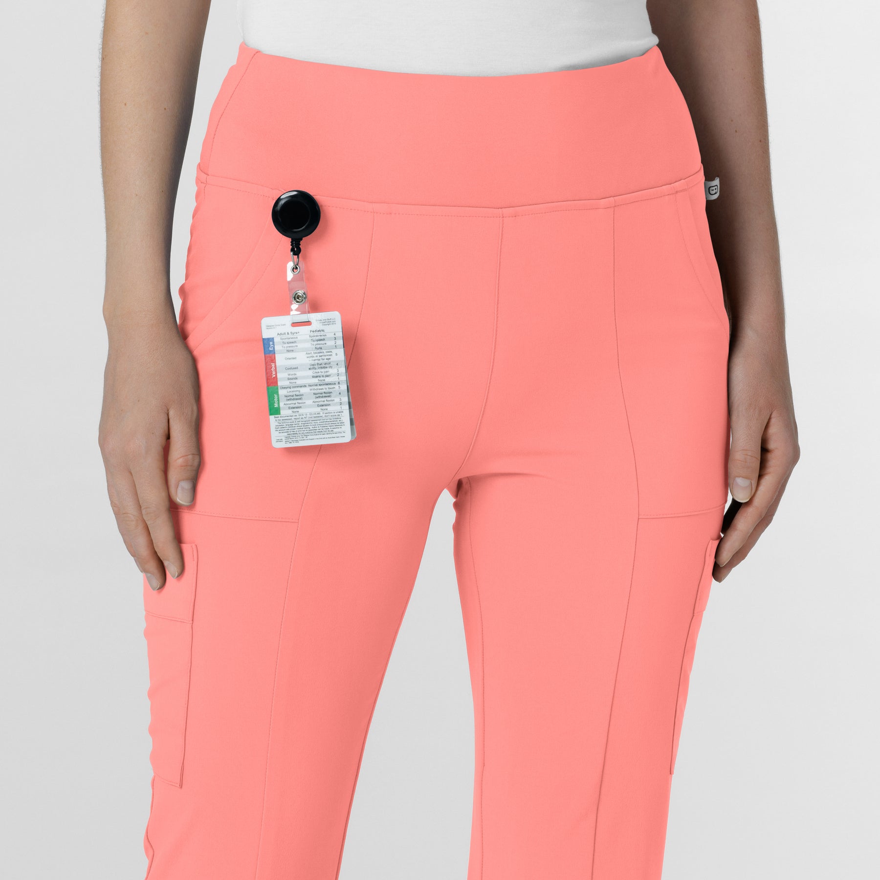 RENEW Women's Cargo Flare Scrub Pant Paradise Pink side detail 2
