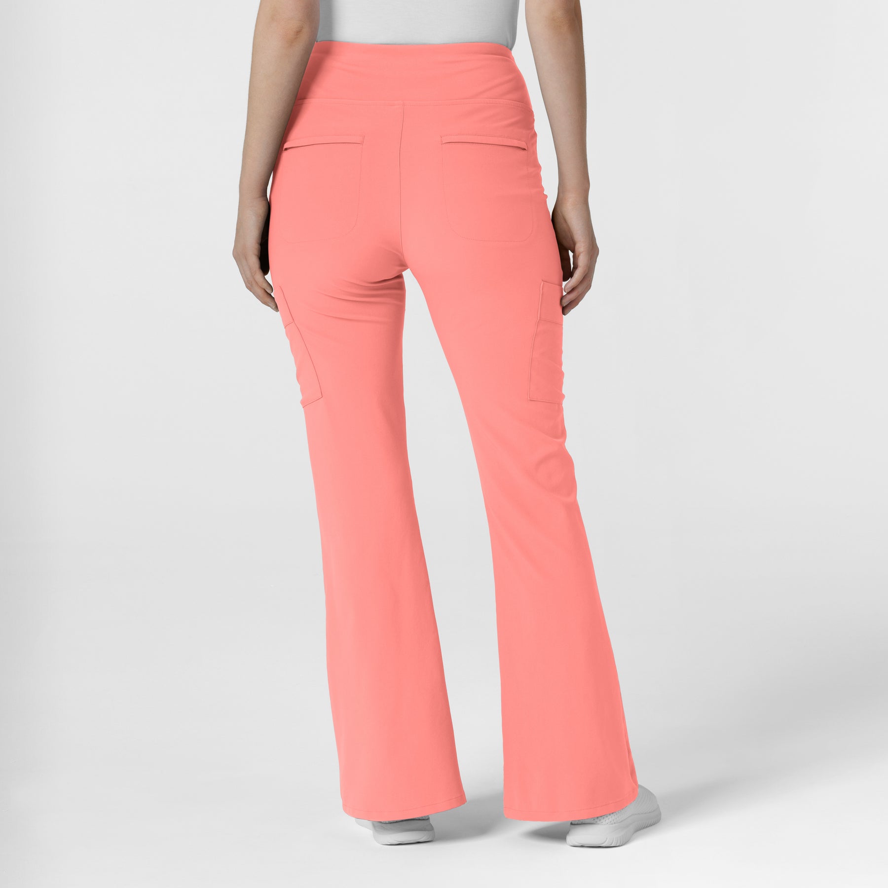 RENEW Women's Cargo Flare Scrub Pant Paradise Pink back view