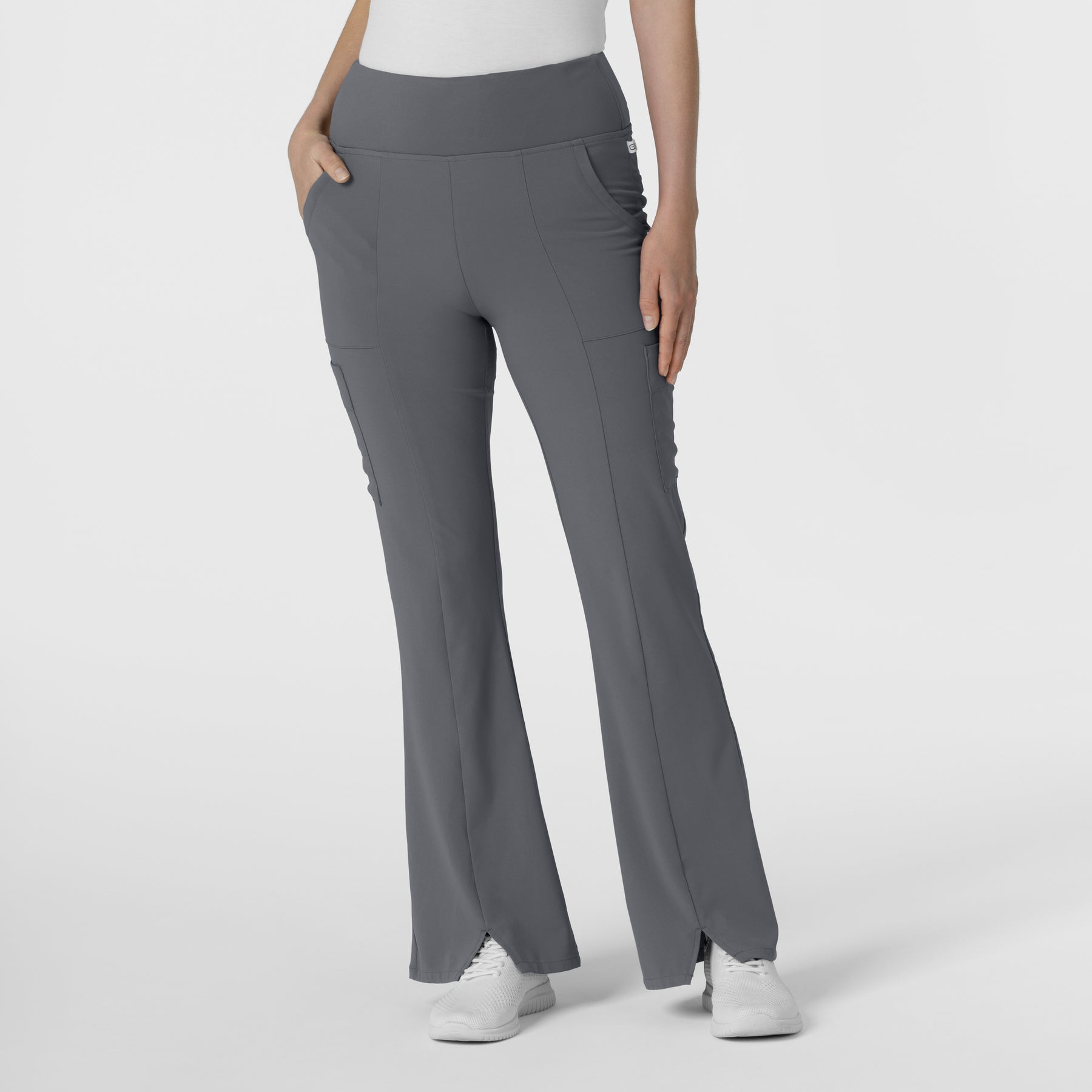 RENEW Women's Front Slit Flare Scrub Pant Pewter