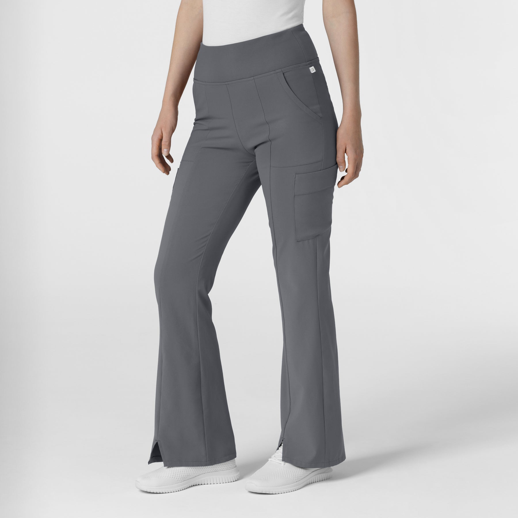 RENEW Women's Cargo Flare Leg Scrub Pant Pewter side view
