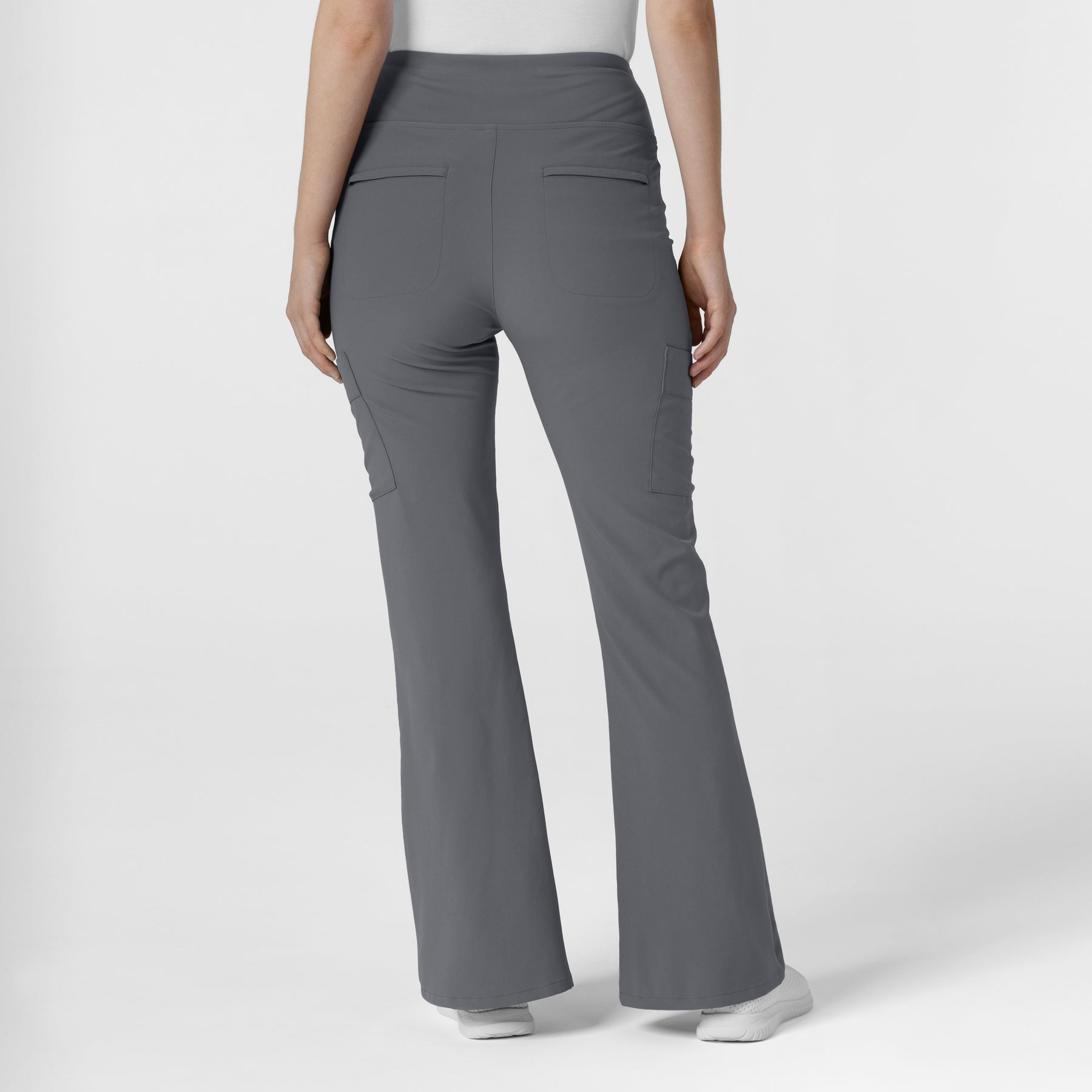 RENEW Women's Cargo Flare Leg Scrub Pant Pewter back view