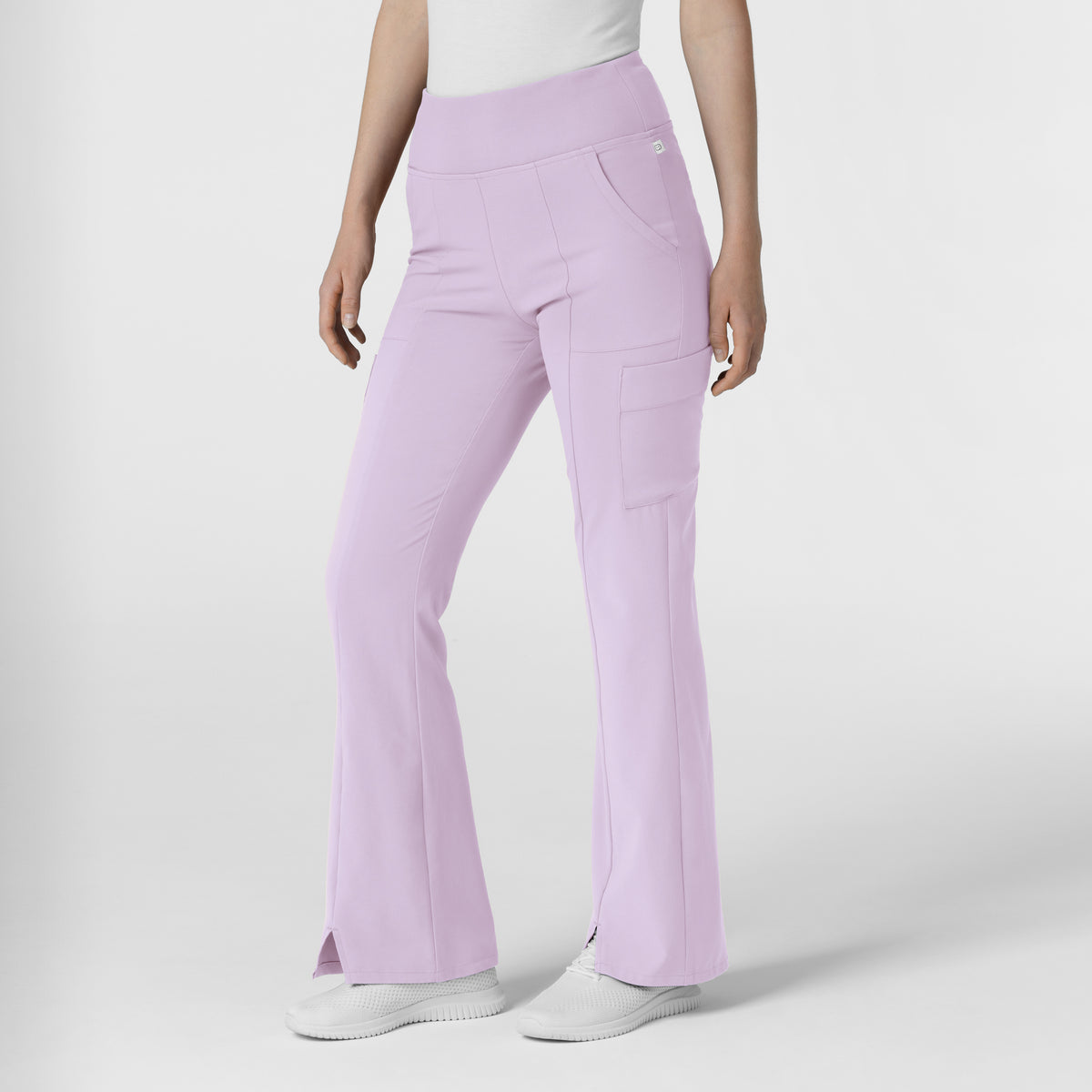 RENEW Women's Front Slit Flare Scrub Pant Pastel Lilac side view