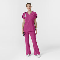 RENEW Women's Cargo Flare Scrub Pant Raspberry full scrub set