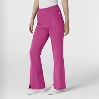 RENEW Women's Cargo Flare Scrub Pant Raspberry side view