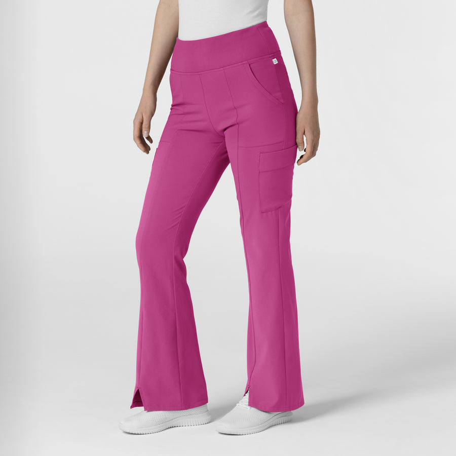 RENEW Women's Cargo Flare Scrub Pant Raspberry side view
