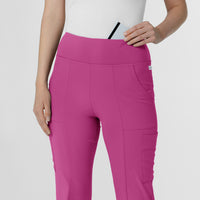 RENEW Women's Cargo Flare Scrub Pant Raspberry side detail 1