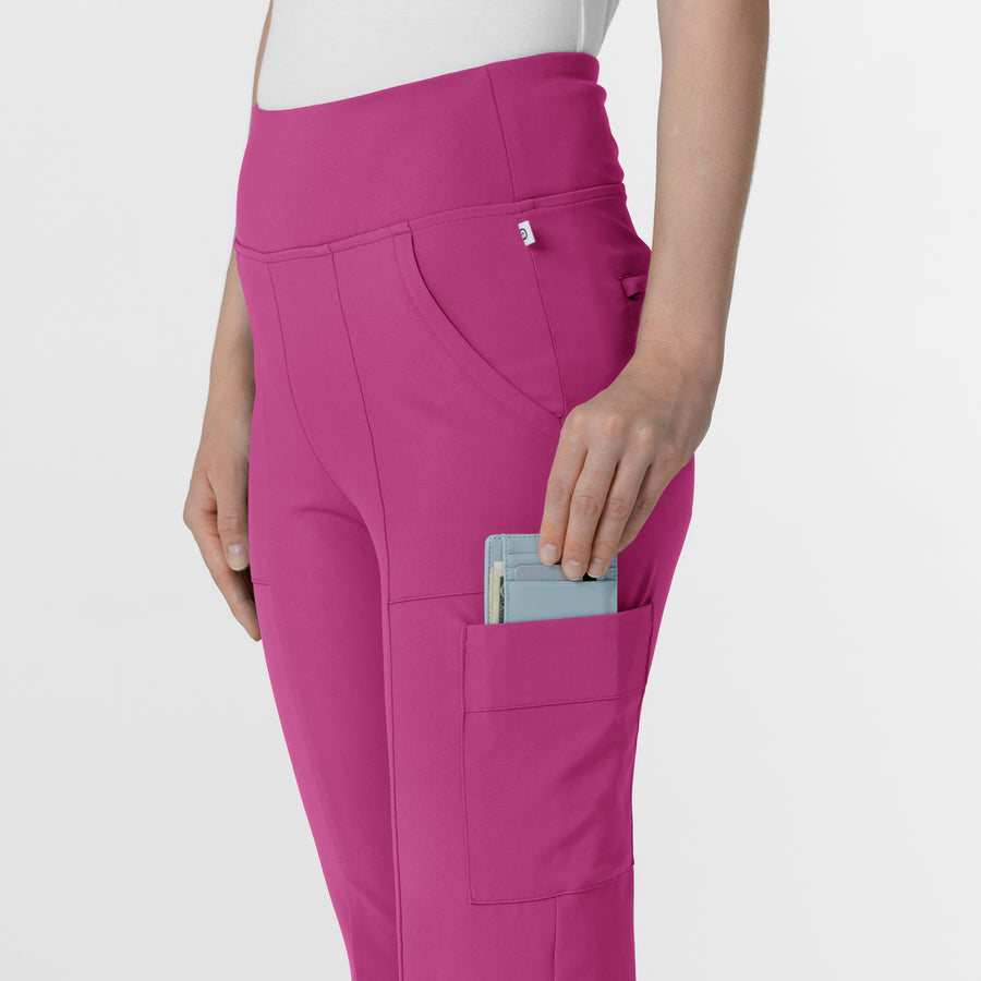RENEW Women's Cargo Flare Scrub Pant Raspberry back detail