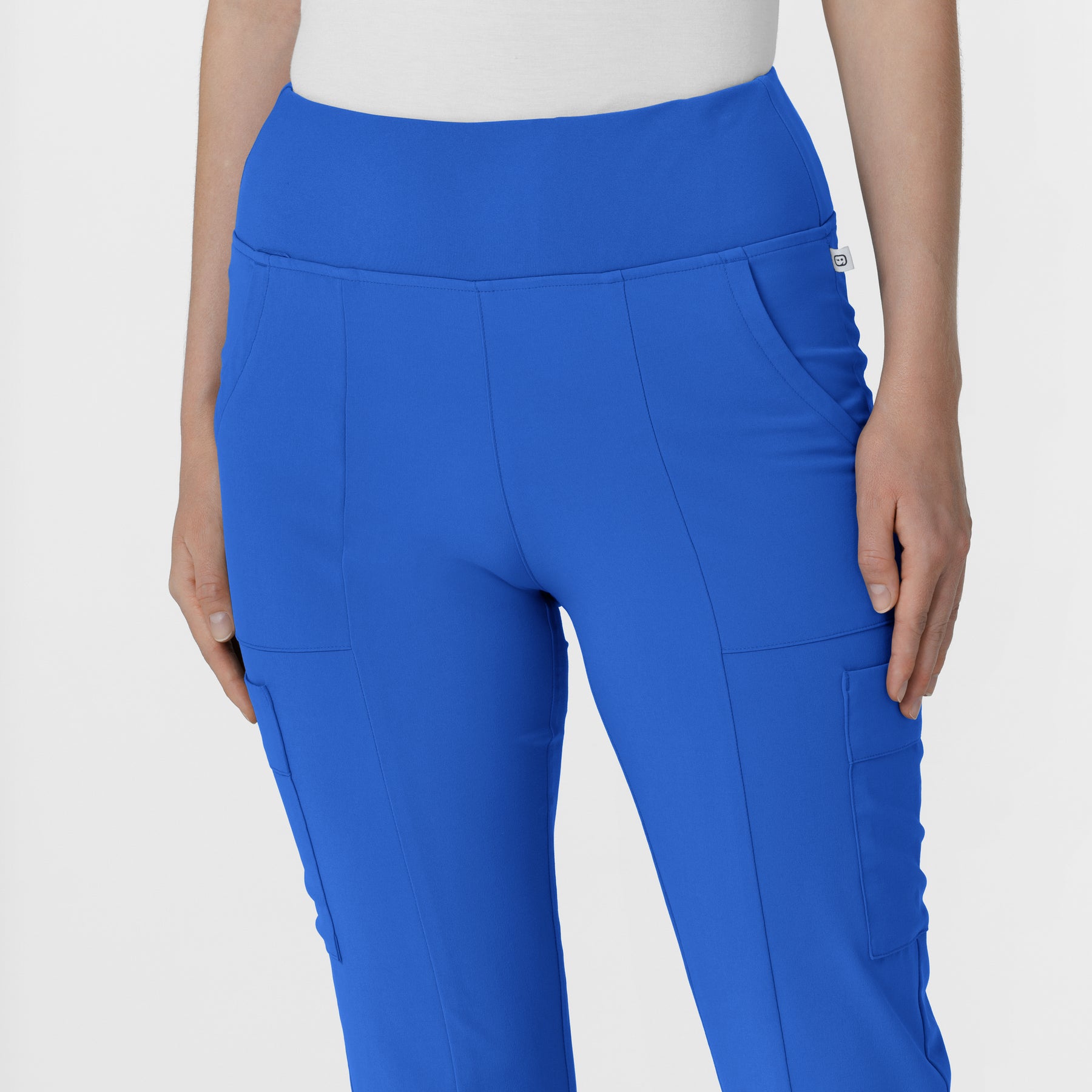RENEW Women's Front Slit Flare Scrub Pant Royal front detail