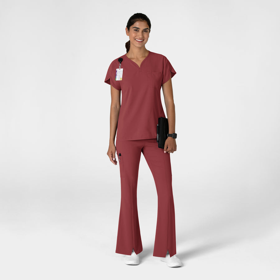 RENEW Women's Cargo Flare Scrub Pant Ruby full scrub set