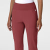RENEW Women's Cargo Flare Scrub Pant Ruby front detail