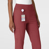 RENEW Women's Cargo Flare Scrub Pant Ruby side detail 1
