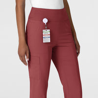 RENEW Women's Cargo Flare Scrub Pant Ruby side detail 1