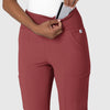 RENEW Women's Cargo Flare Scrub Pant Ruby side detail 2