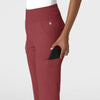 RENEW Women's Cargo Flare Scrub Pant Ruby hemline detail