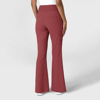 RENEW Women's Cargo Flare Scrub Pant Ruby back view