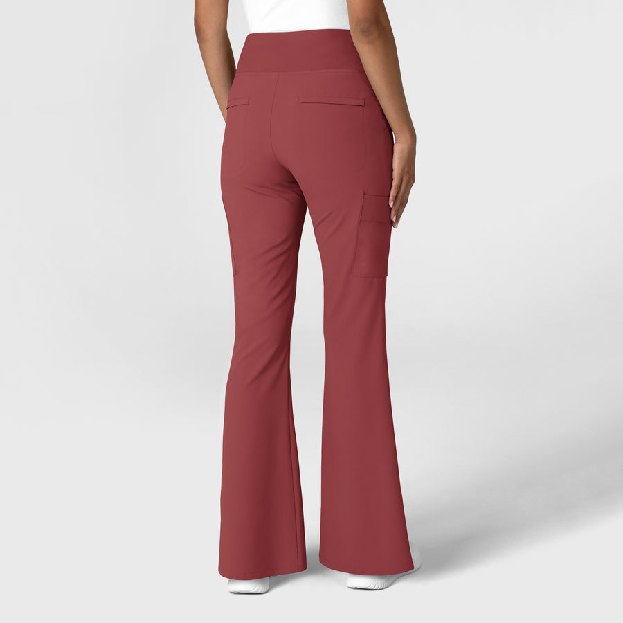 RENEW Women's Cargo Flare Scrub Pant Ruby back view