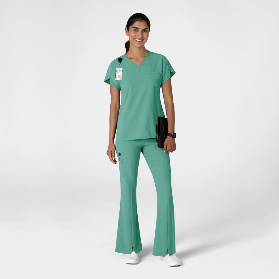 RENEW Women's Cargo Flare Scrub Pant Turquoise full scrub set