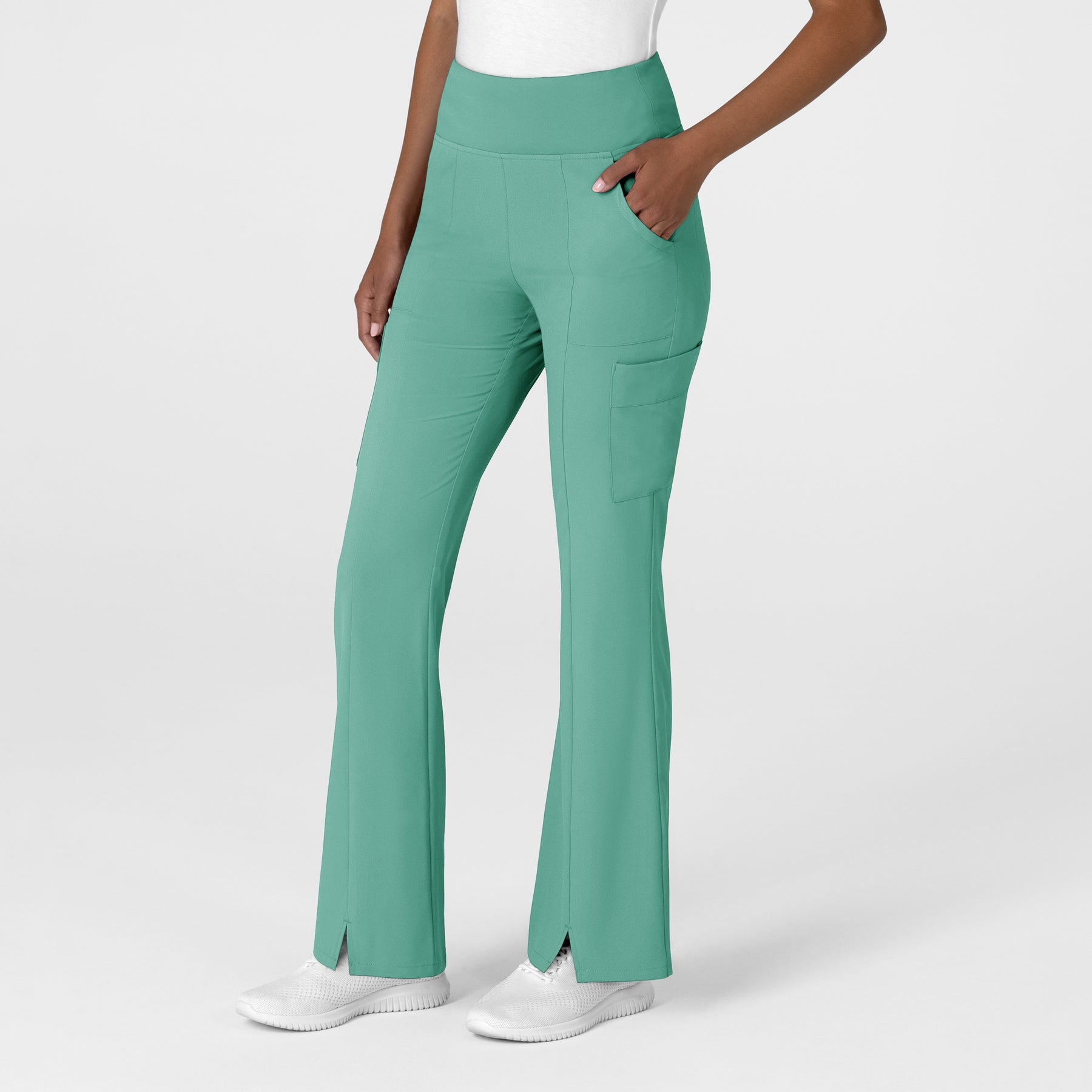 RENEW Women's Cargo Flare Scrub Pant Turquoise side view