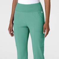 RENEW Women's Cargo Flare Scrub Pant Turquoise front detail