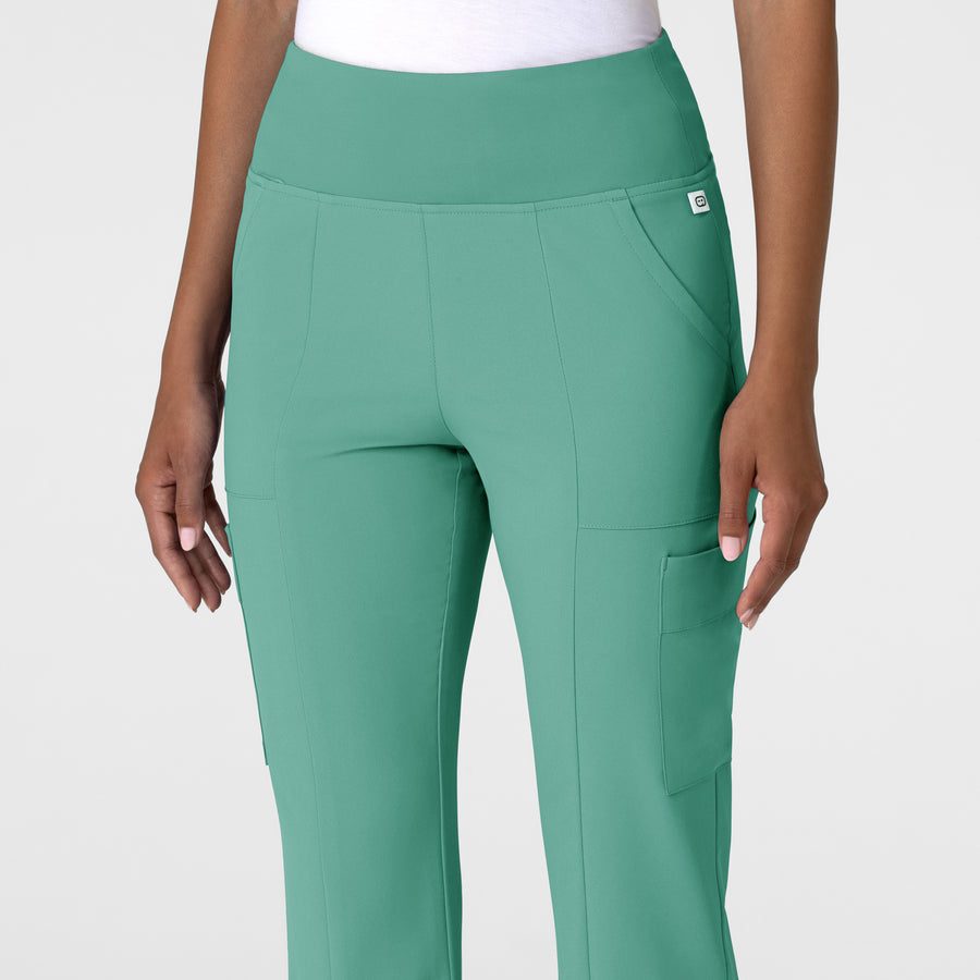 RENEW Women's Cargo Flare Scrub Pant Turquoise front detail
