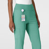 RENEW Women's Cargo Flare Scrub Pant Turquoise side detail 1