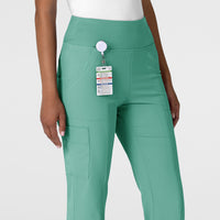 RENEW Women's Cargo Flare Scrub Pant Turquoise side detail 1
