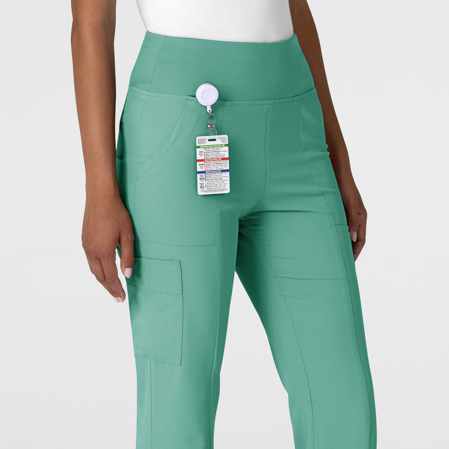 RENEW Women's Cargo Flare Scrub Pant Turquoise side detail 1
