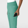 RENEW Women's Cargo Flare Scrub Pant Turquoise hemline detail