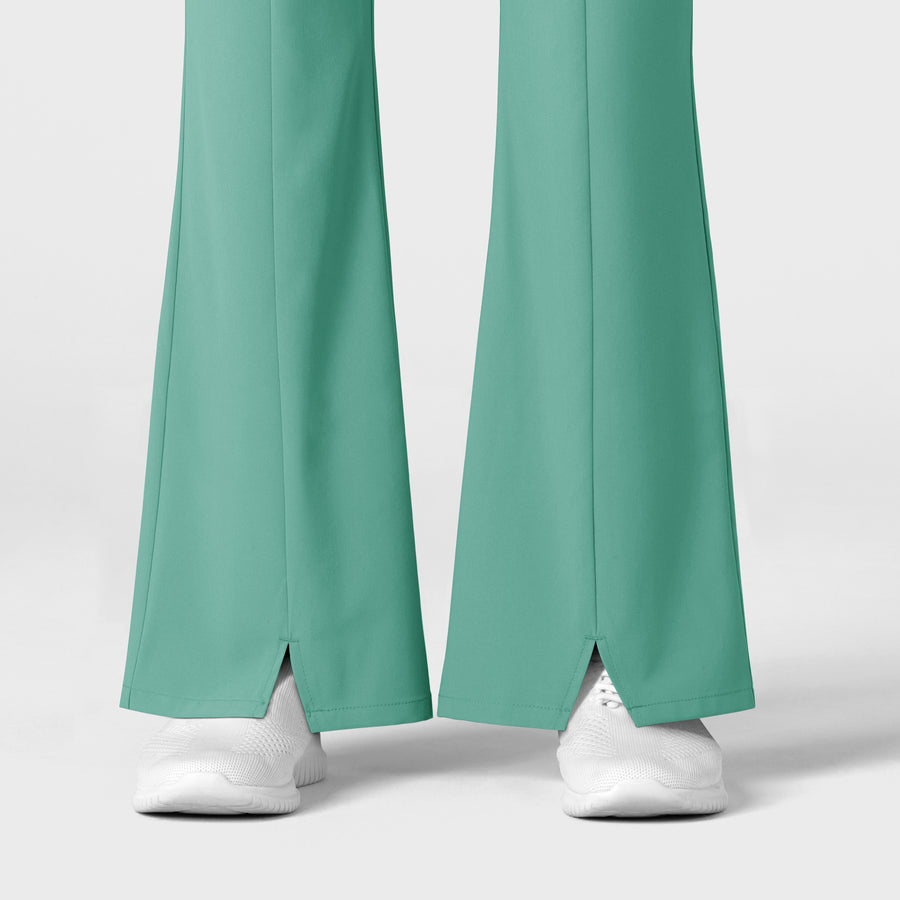 RENEW Women's Cargo Flare Scrub Pant Turquoise back detail