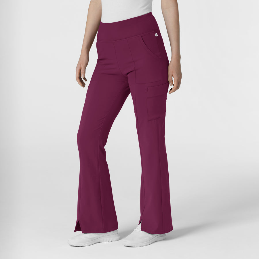 RENEW Women's Cargo Flare Scrub Pant Wine side view