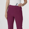 RENEW Women's Cargo Flare Scrub Pant Wine side detail 1