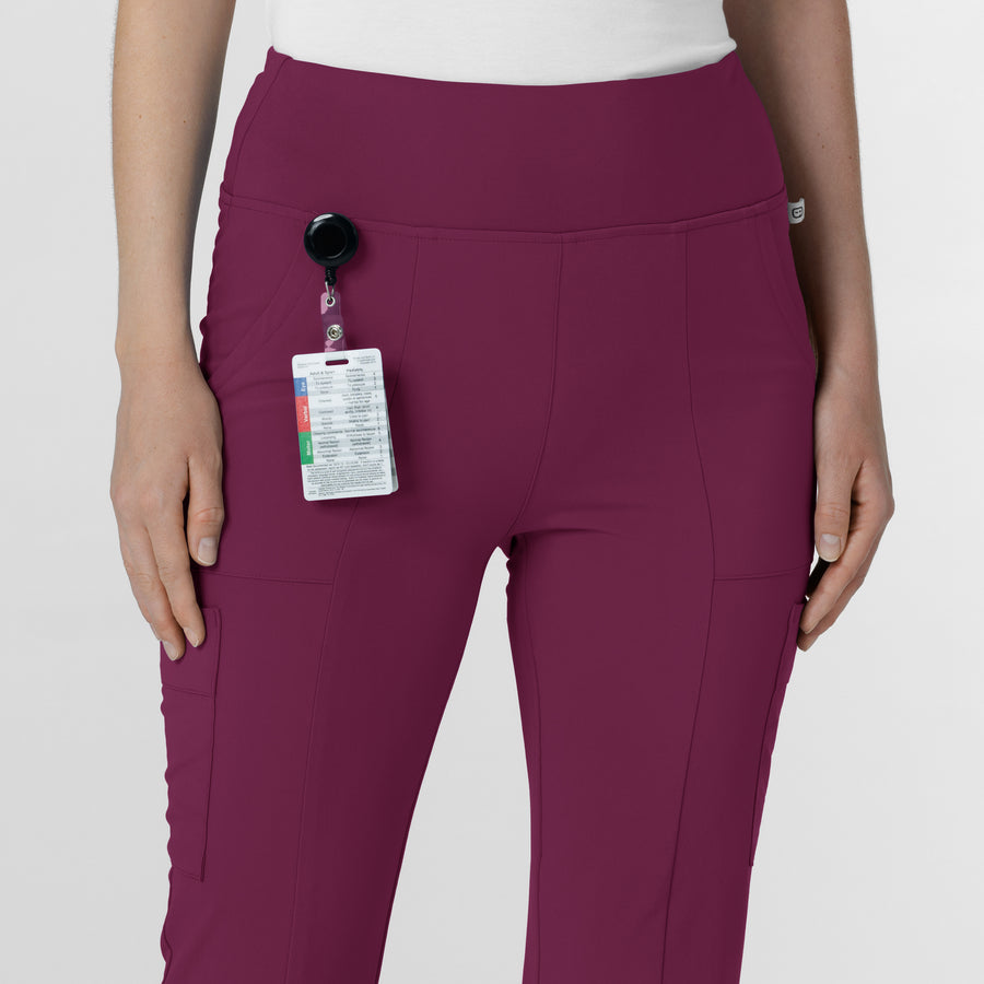 RENEW Women's Cargo Flare Scrub Pant Wine side detail 2